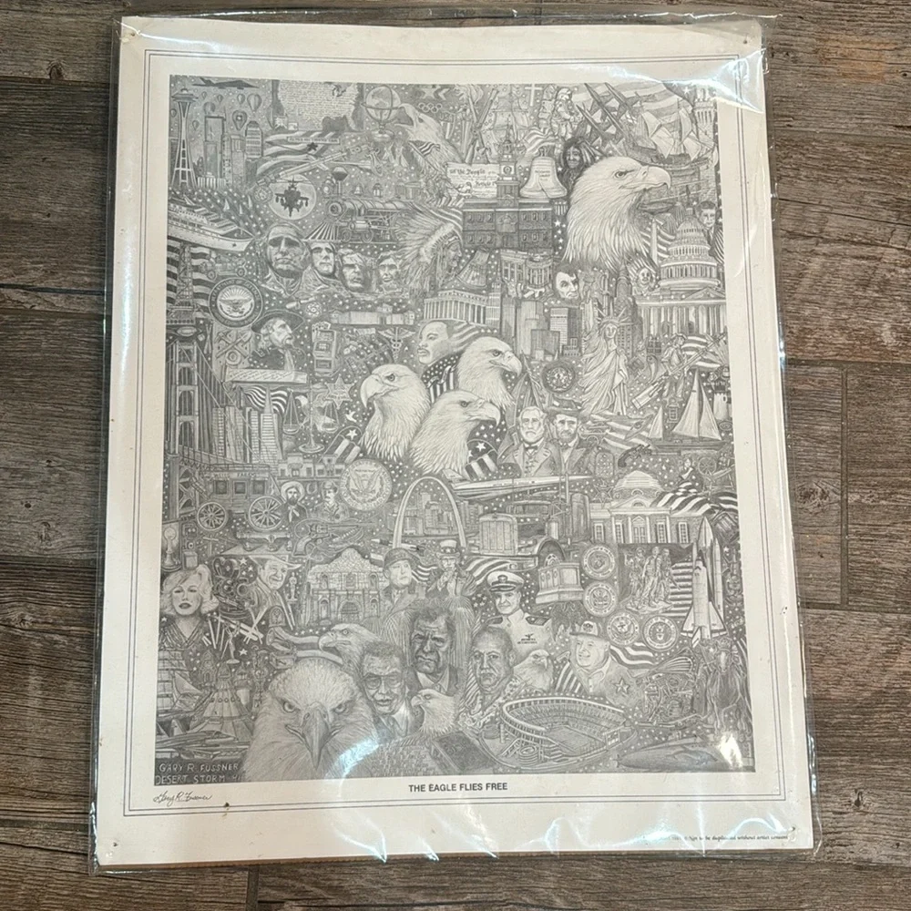 Gary Fussner “The Eagle Flies Free” signed & numbered drawing​​